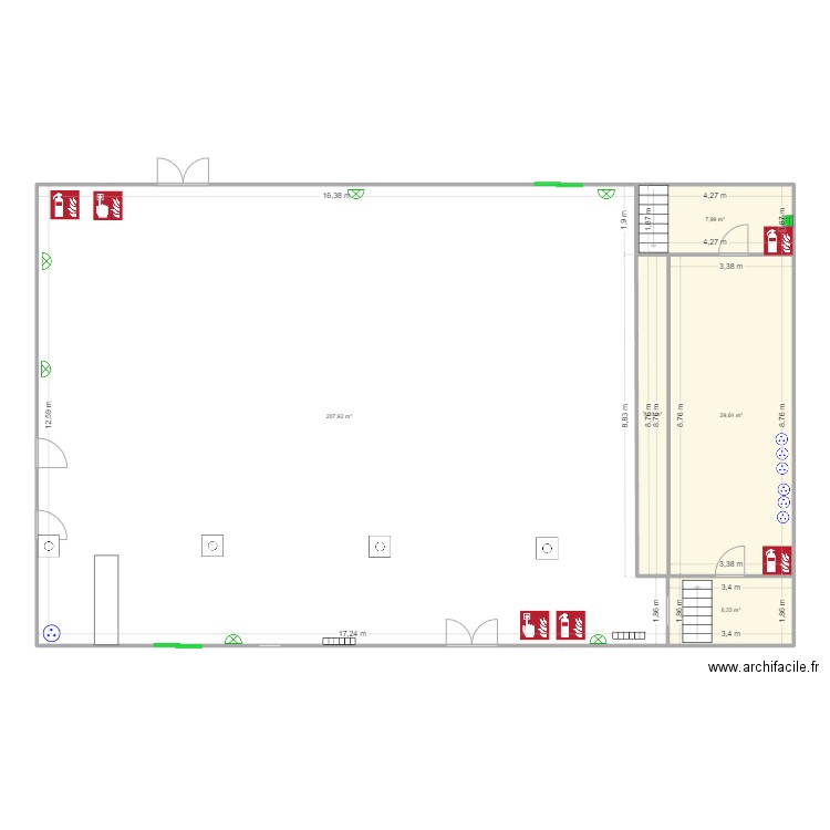 Salle Caffiers echelle. Plan de 5 pièces et 259 m2