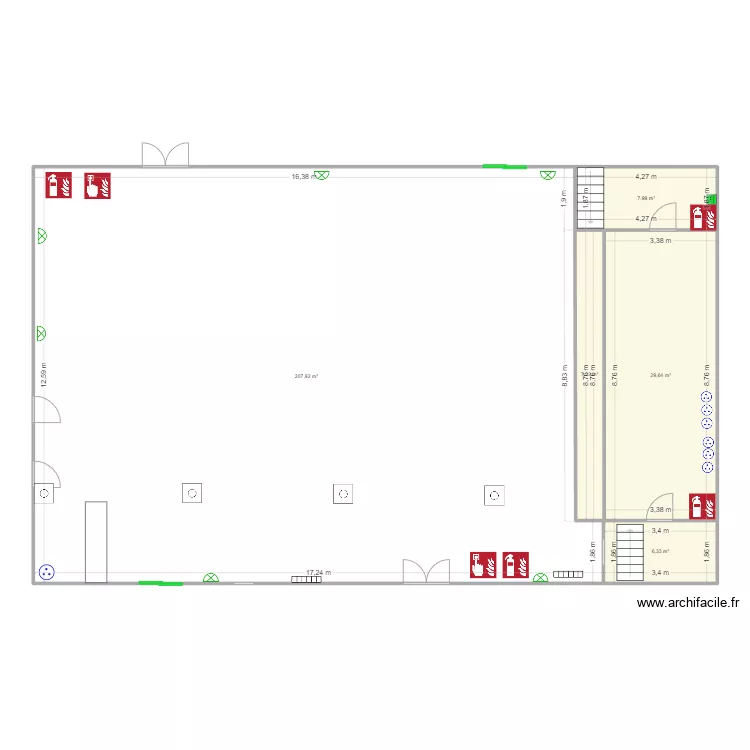 Salle Caffiers echelle. Plan de 