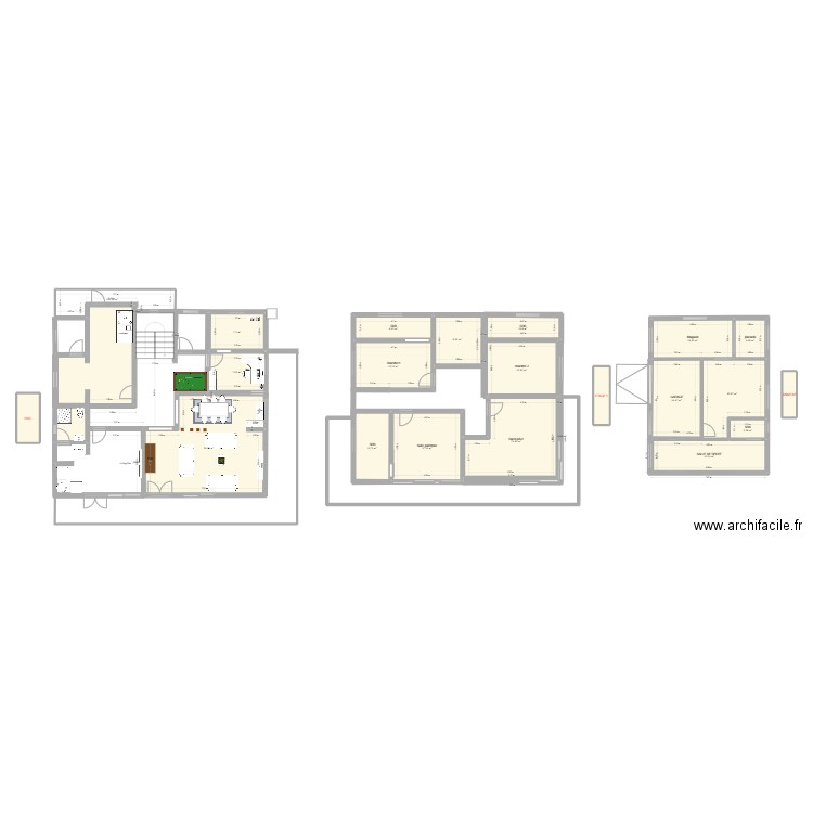PROJET SDB MFOU. Plan de 22 pièces et 233 m2