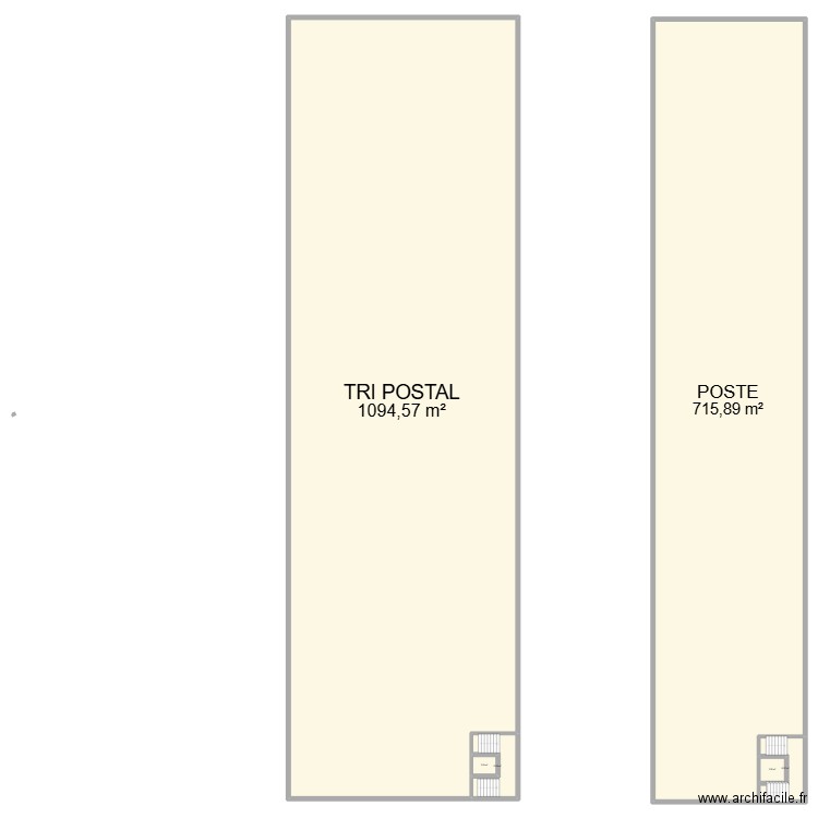 la poste. Plan de 6 pièces et 1842 m2