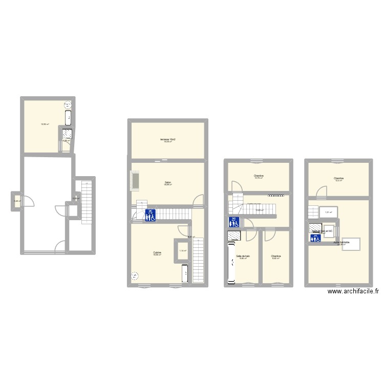 visite V2. Plan de 18 pièces et 160 m2