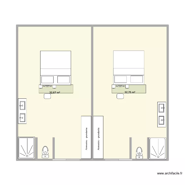 chambre en haut. Plan de 