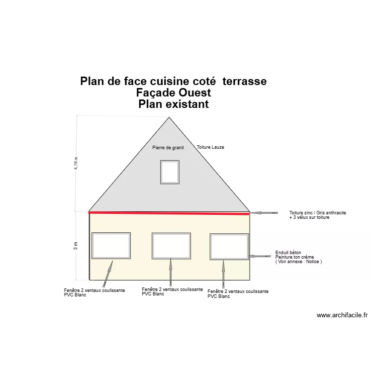 Plan existant face ouest V1 2026. Plan de Plan existant face ouest V1 2026. Plan de