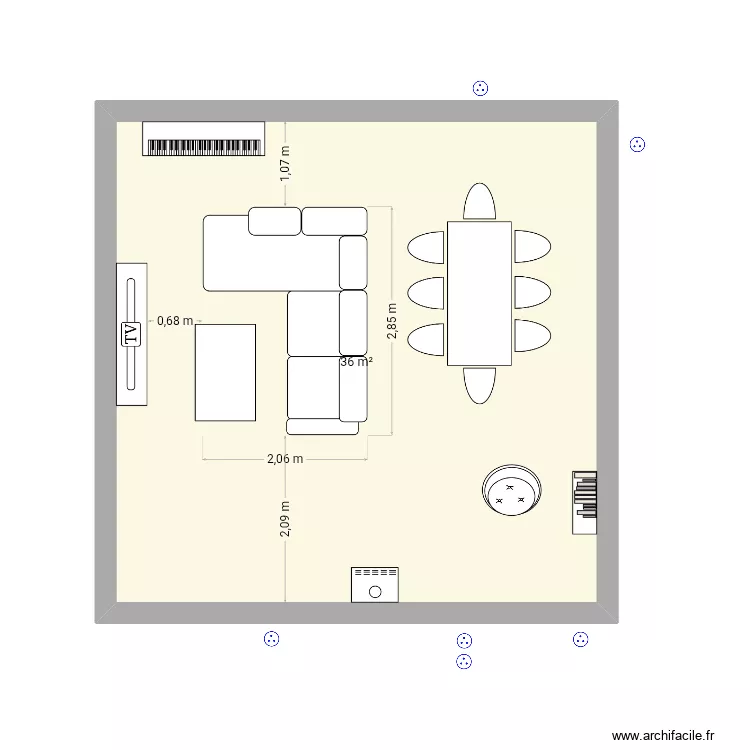 Testsalon. Plan de 1 et 36 m² Testsalon. Plan de 1 et 36 m²