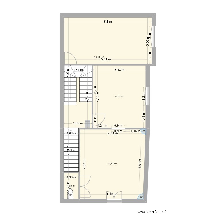 Etage 1. Plan de 5 pièces et 64 m2
