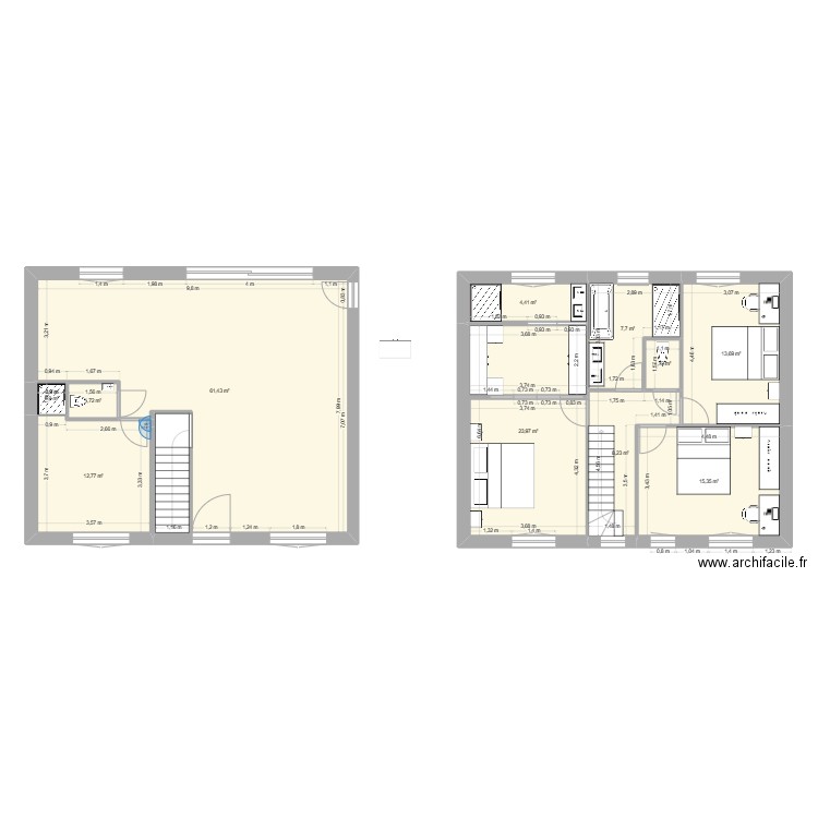 étage. Plan de 11 pièces et 151 m2