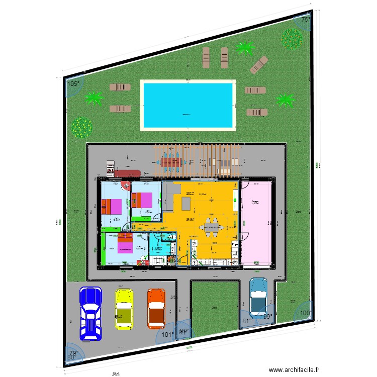 le grand aubat 4.3. Plan de 14 pièces et 1005 m2