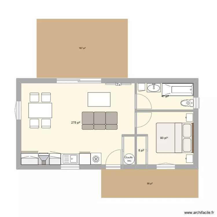 Mini-maison. Plan de 4 Pièces et 39 m²