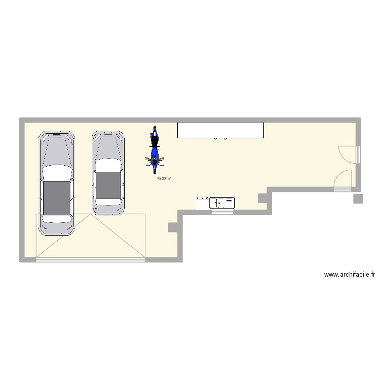 Plan garage futur. Plan de 1 pièce et 72 m2
