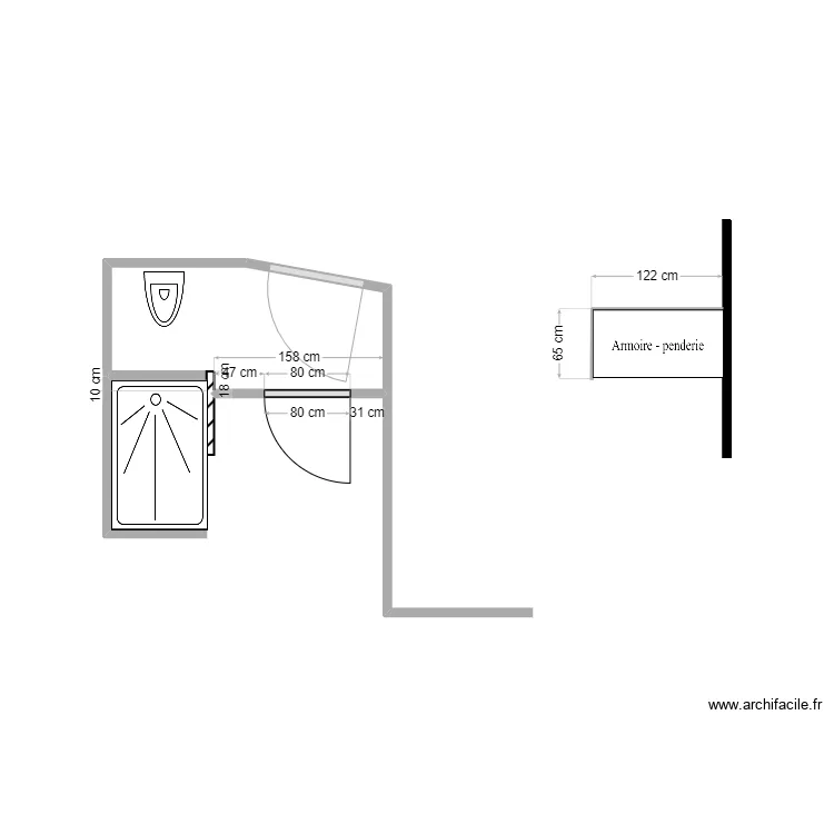am&eacute;nagement Salle d'eau  . Plan de 
