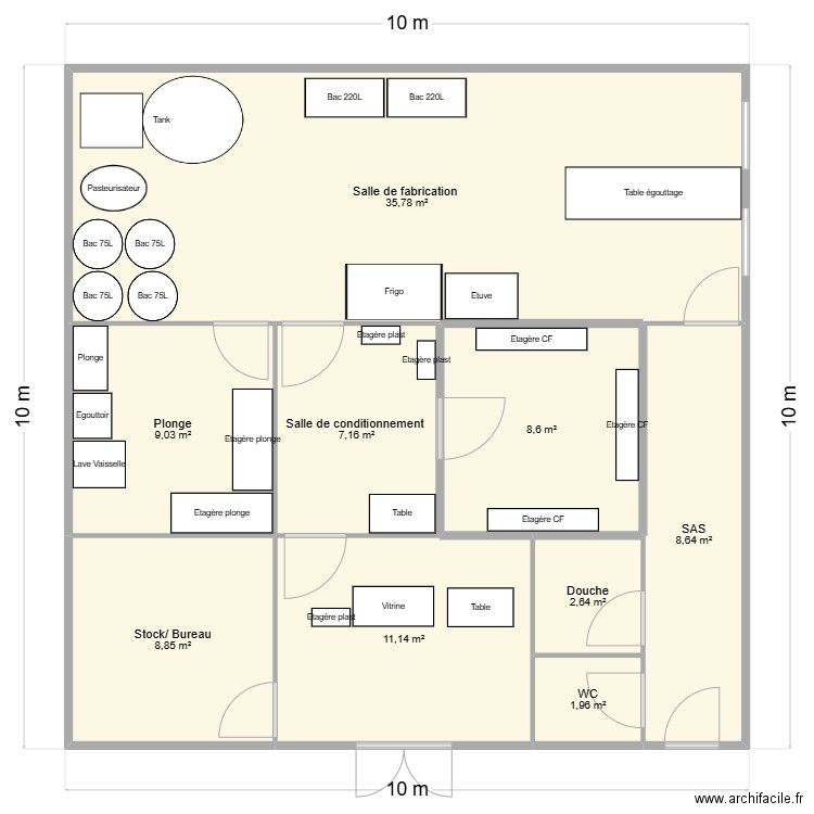 FROMAGERIE HANGAR 2. Plan de 9 pièces et 94 m2