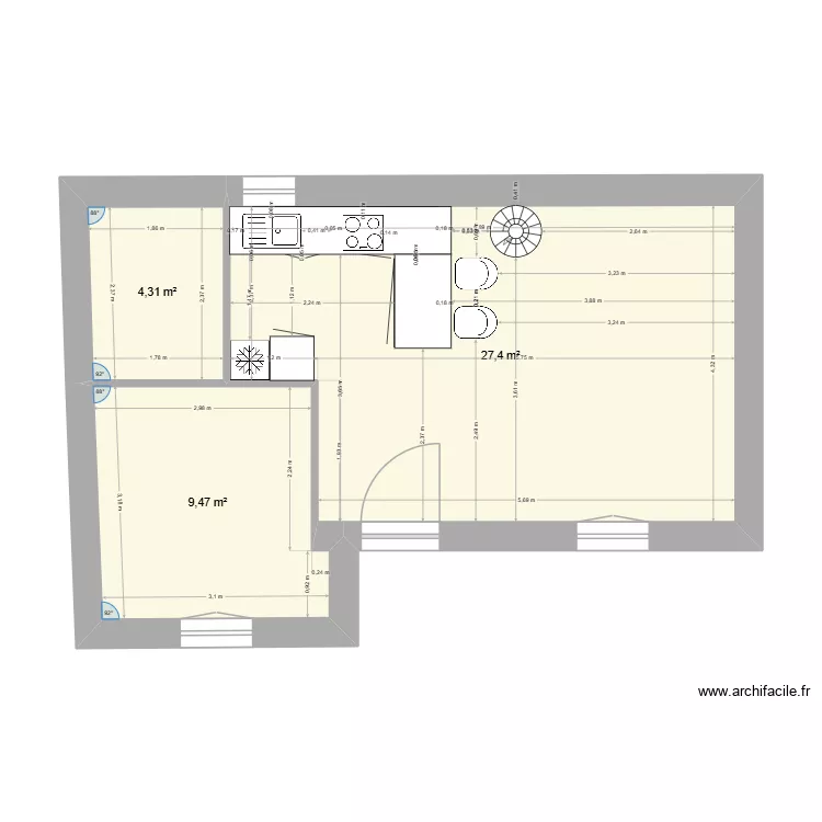 maison michel servet. Plan de 3  et 41 m²