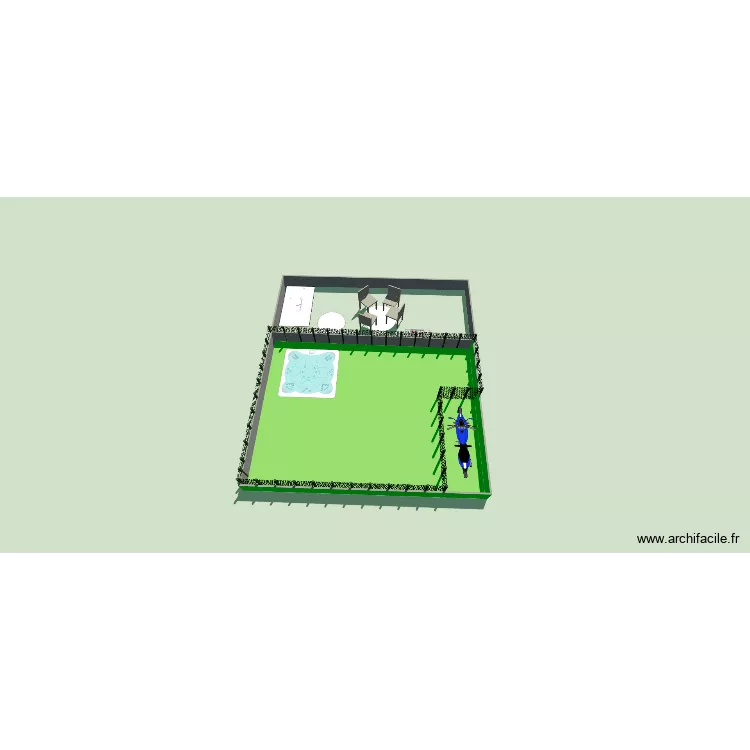 terrasse. Plan de 1  et 32 m²