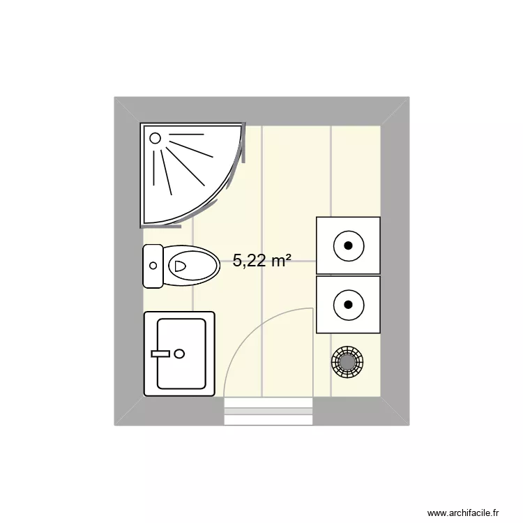 salle de bain. Plan de 1 Pièce et 5 m²