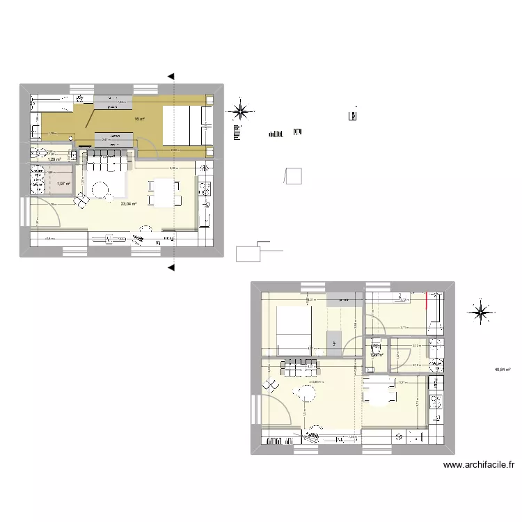 FIL/ROUGE/AGENCEMENT. Plan de 6  et 84 m²