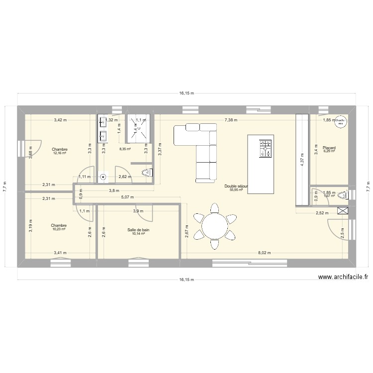 Plan maison 105m2 Modif PC. Plan de 7 pièces et 105 m2