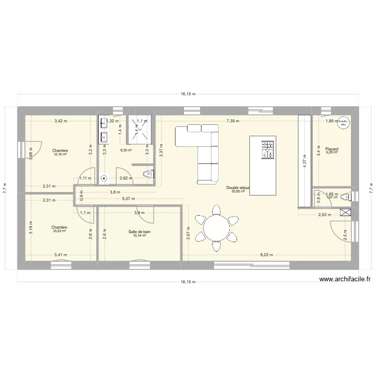 Plan maison 105m2 Modif PC. Plan de 7  et 105 m²