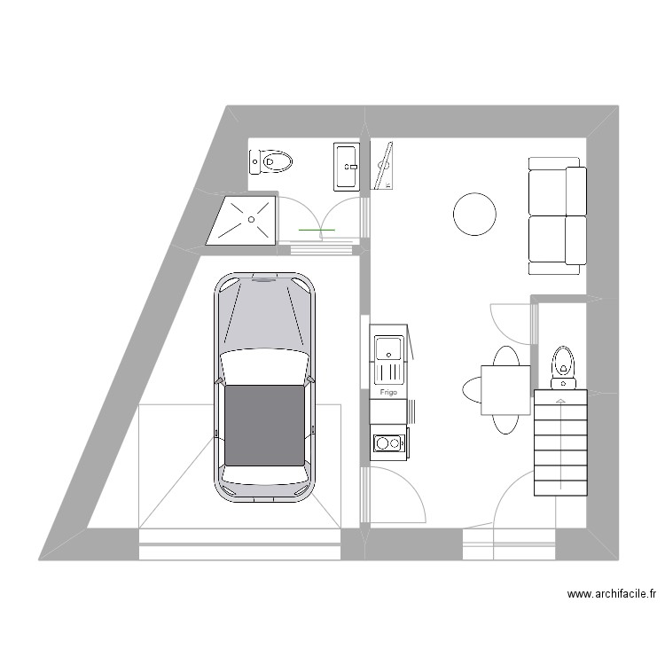 RF RDC. Plan de 6 pièces et 41 m2