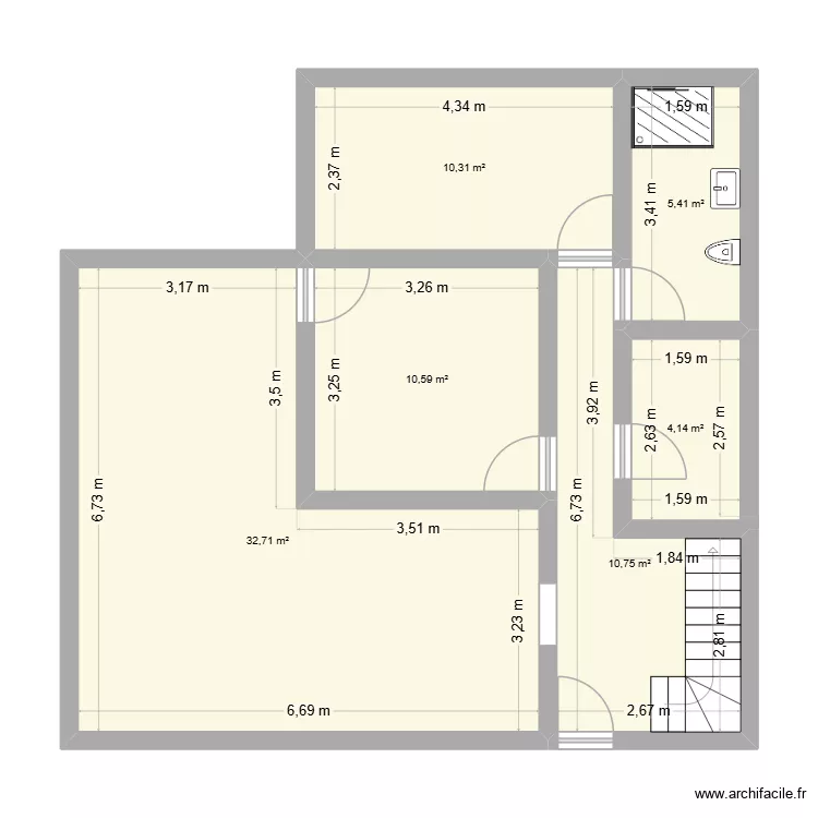 TEST3. Plan de 6  et 74 m²