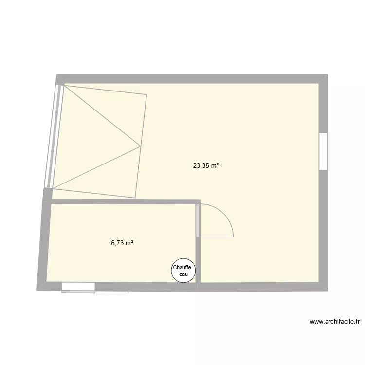 Buanderie et garage. Plan de 2 Pièces et 30 m²