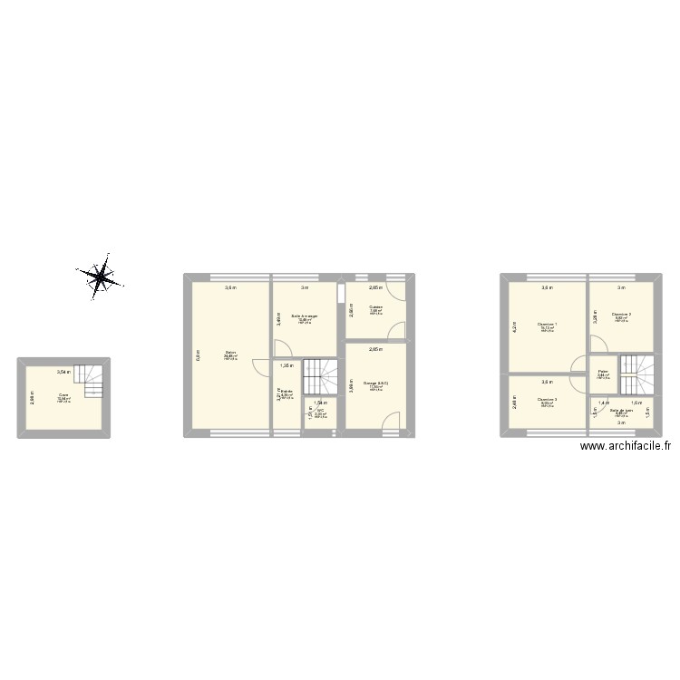 Deregniaux. Plan de 14 pièces et 117 m2