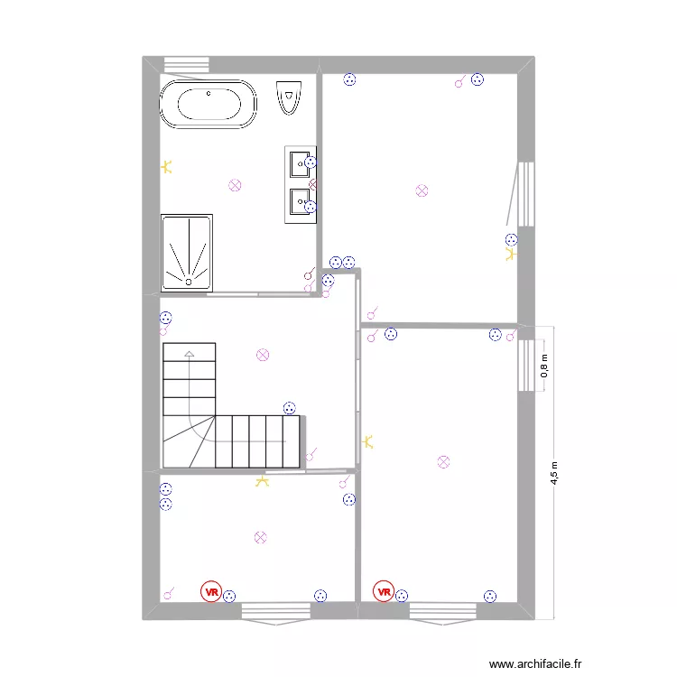 Etage électricité. Plan de 5 pièces et 43 m² Etage électricité. Plan de 5 pièces et 43 m²
