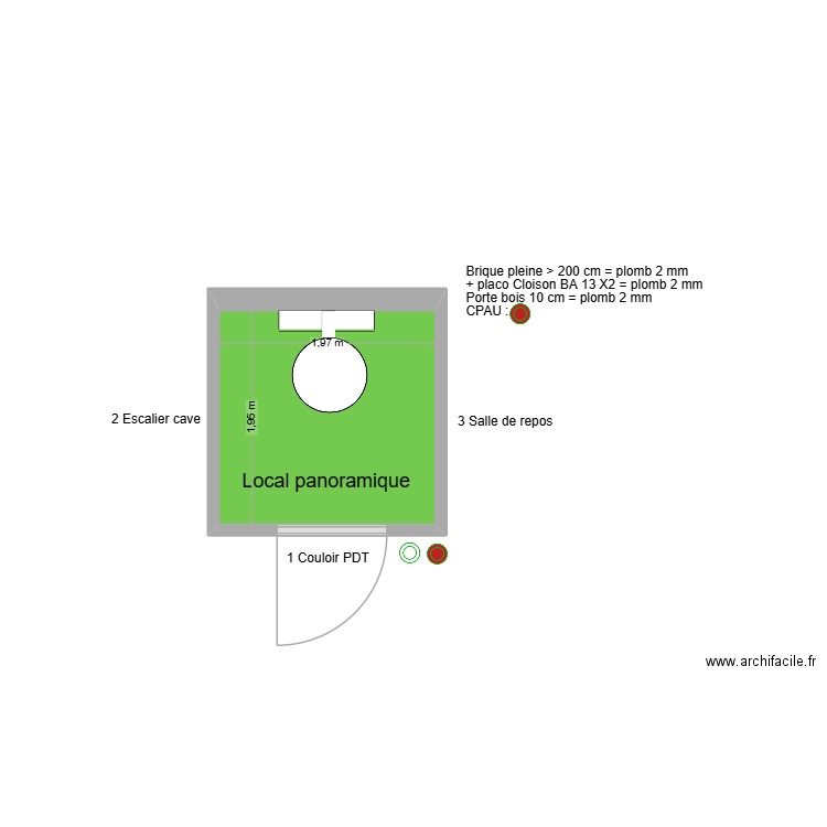 30889 Local panoramique. Plan de 1 pièce et 4 m2