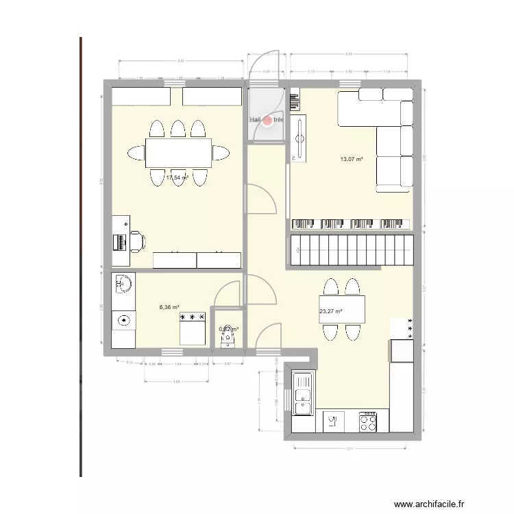Maison Anderlues. Plan de 5  et 61 m²