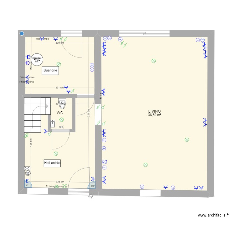 jpm Rez. Plan de 2 pièces et 60 m2