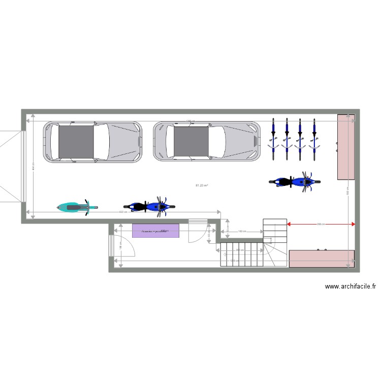 garage Alex. Plan de 1 pièce et 81 m2