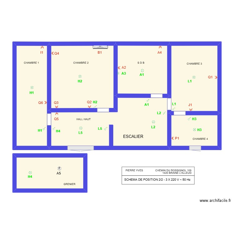 YVES HAUT. Plan de 7 pièces et 99 m2