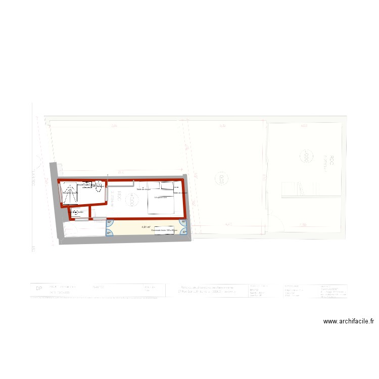 ST PHILO MODIF RDC. Plan de 1 pièce et 5 m2