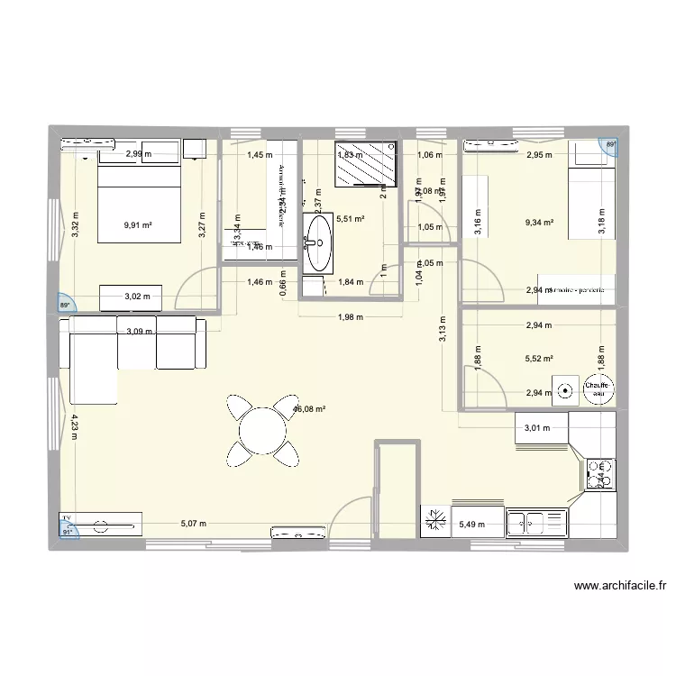 MAISON SANDRA. Plan de 6  et 78 m²