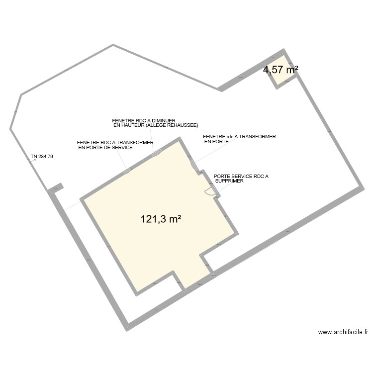 Plan de masse existant Paris Moquillon Raon l'Etape tourné. Plan de 2 pièces et 126 m2