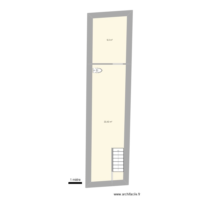 POTIERS 5 BIS RDC. Plan de 2 pièces et 32 m2