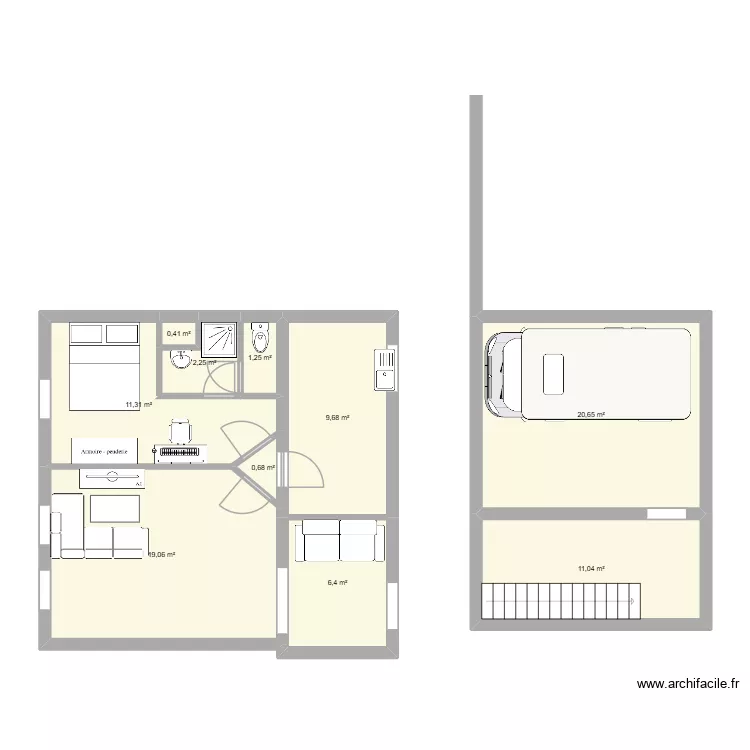 Rambouillet 1er am&eacute;nagement. Plan de 10  et 83 m²