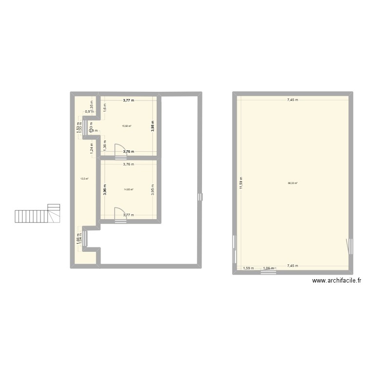 travaux maison. Plan de 4 pièces et 131 m2