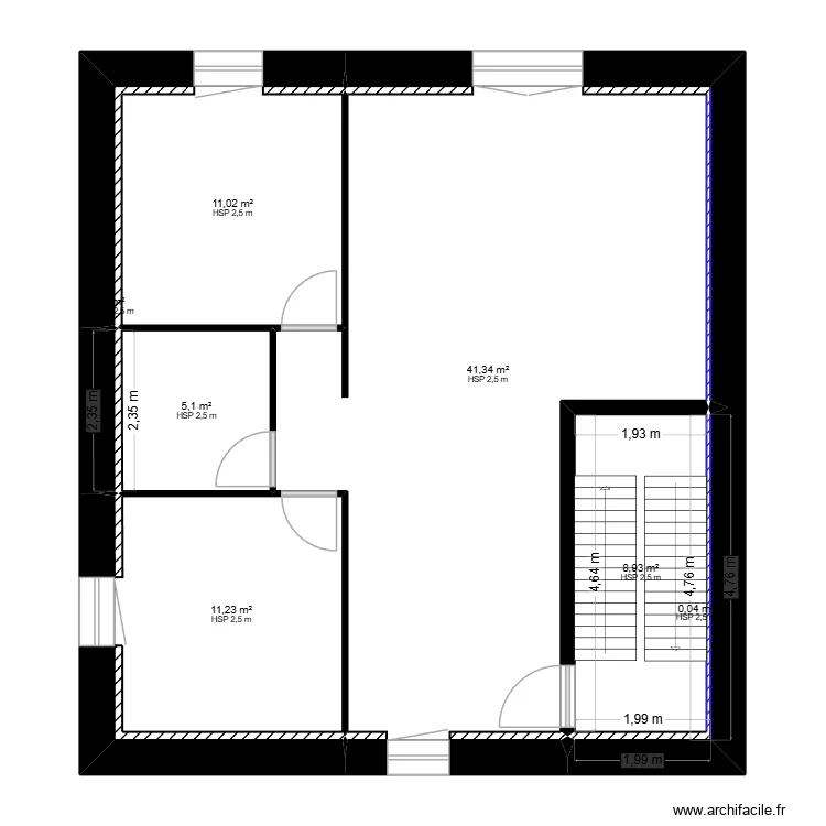 Grange 1er &eacute;tage. Plan de 7  et 78 m²