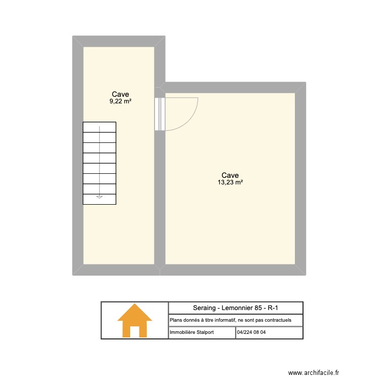 Lemonnier R-1. Plan de 2 pièces et 22 m2