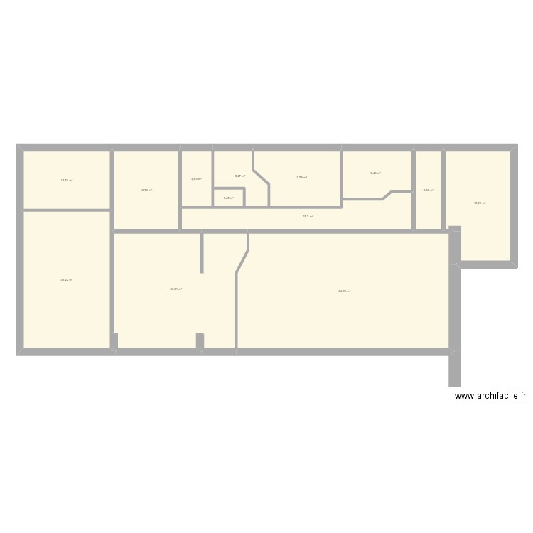 Mairie RDC. Plan de 13 pièces et 233 m2