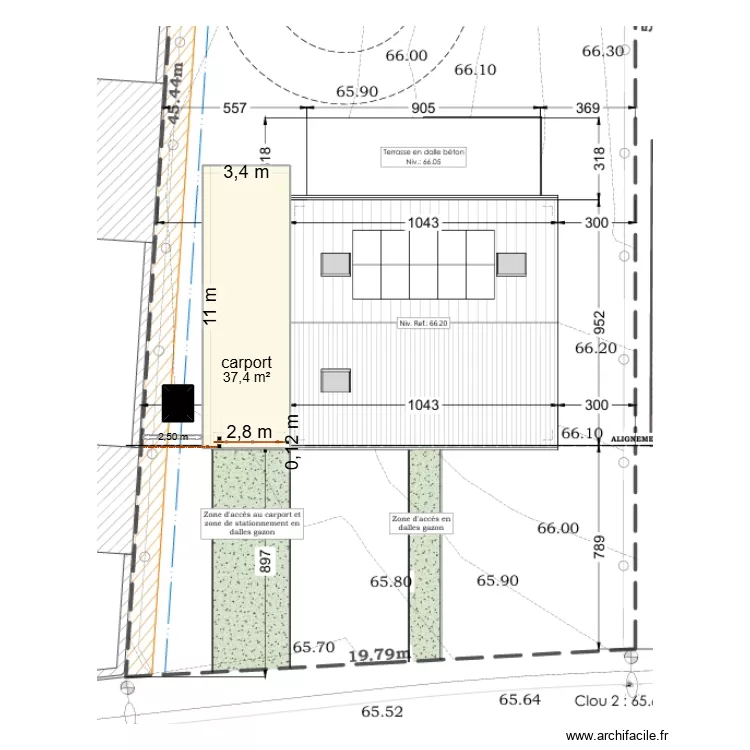 portail. Plan de 3  et 38 m²