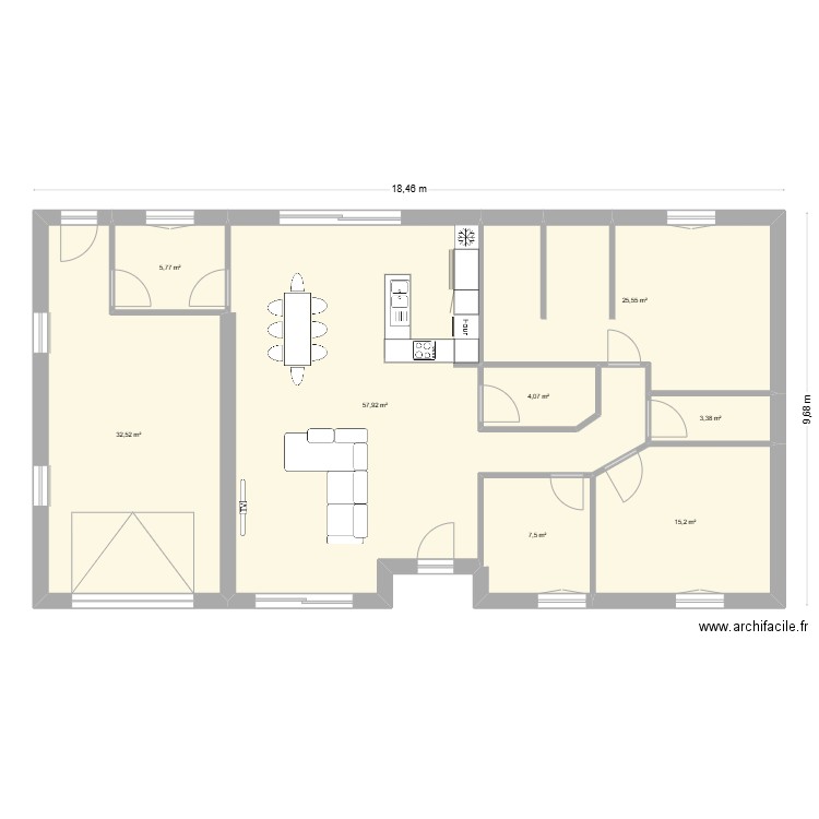 cliron. Plan de 8 pièces et 152 m2