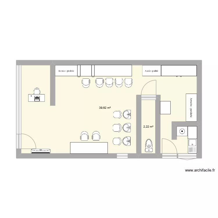 plan salon. Plan de 2  et 42 m²