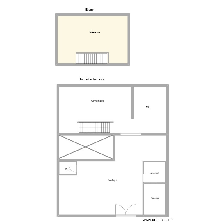 Local Pézenas Leclerc. Plan de 7 pièces et 266 m2