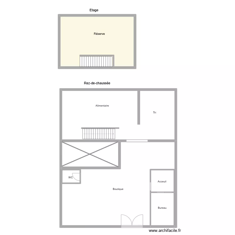 Local P&eacute;zenas Leclerc. Plan de 