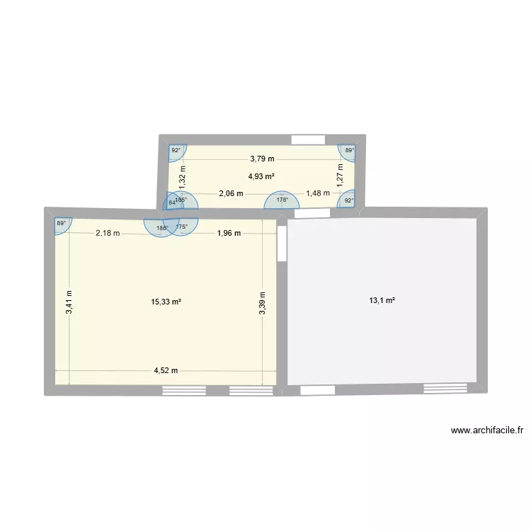 bureau authie. Plan de 3  et 33 m²