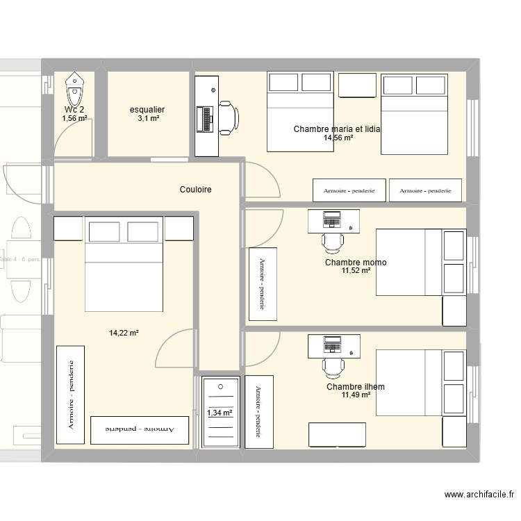Maison terrain 205 m Servian impasse de limas. Plan de 14 pièces et 239 m2