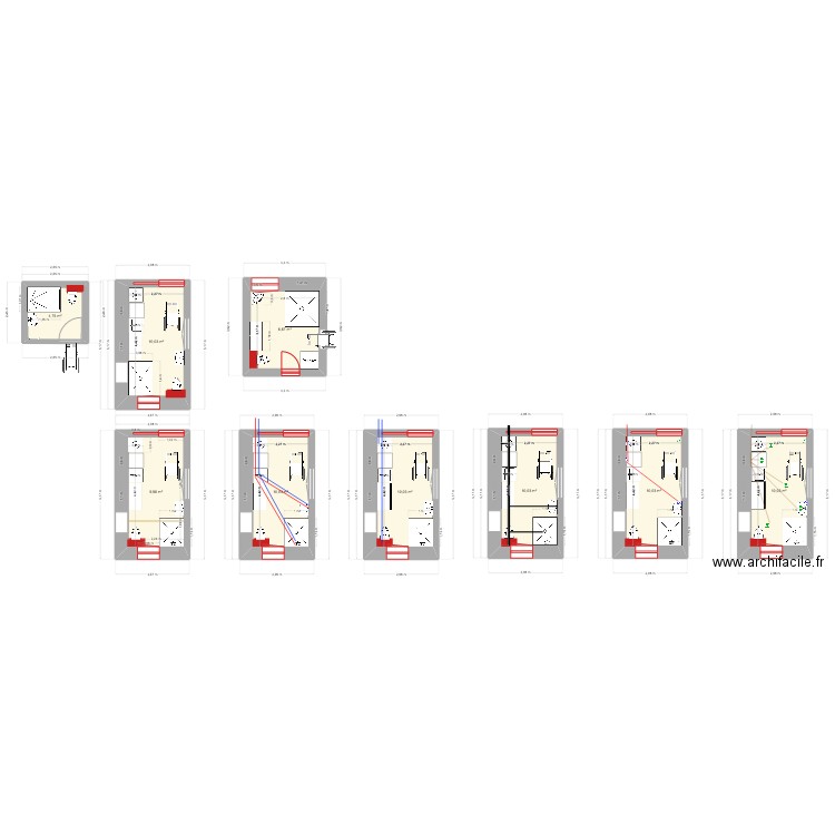 sdb salins rééducation. Plan de 3 pièces et 24 m2