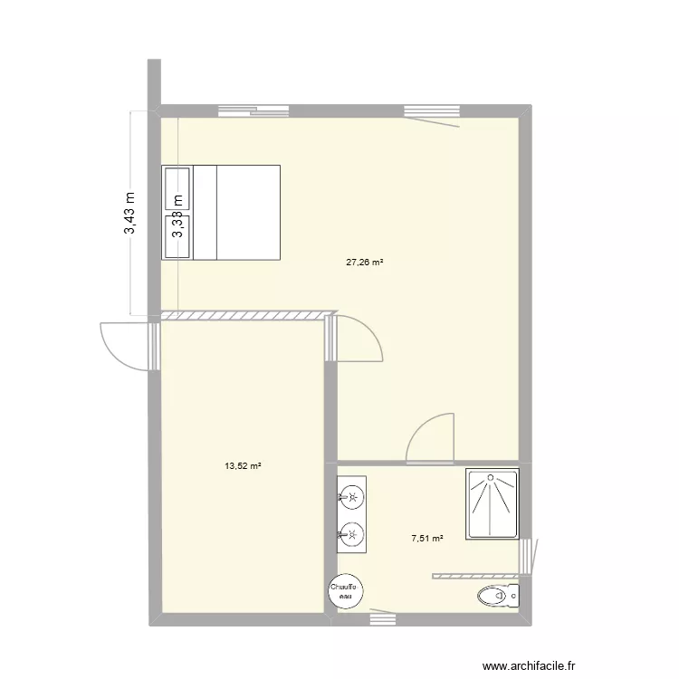 projet extension. Plan de 3  et 48 m²