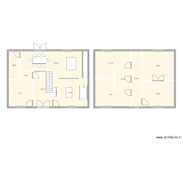 1ff. Plan de 12 pièces et 137 m2